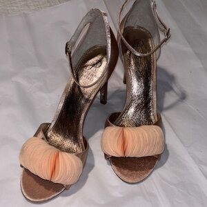 Adrianna Papell Peach and Gold Heels